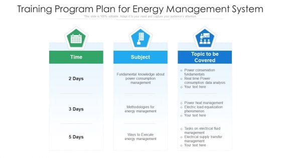 Training Program Plan For Energy Management System Ppt Icon Infographic Template PDF