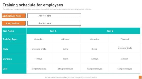 Training Schedule For Employees Ppt Show Objects PDF