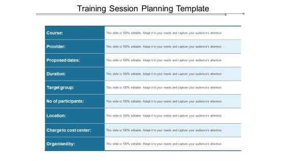 Training Session Planning Template Ppt PowerPoint Presentation Pictures Design Inspiration