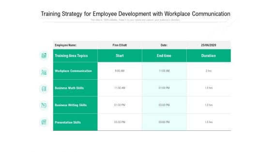 Training Strategy For Employee Development With Workplace Communication Ppt PowerPoint Presentation Gallery Graphic Images PDF