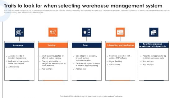 Traits To Look For When Selecting Warehouse Management System Deploying Ecommerce Order Introduction PDF