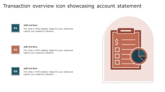 Transaction Overview Icon Showcasing Account Statement Diagrams PDF