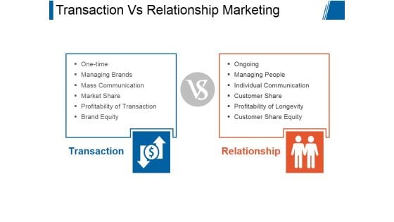 Transaction Vs Relationship Marketing Ppt PowerPoint Presentation Deck