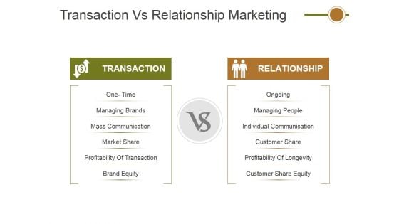 Transaction Vs Relationship Marketing Ppt PowerPoint Presentation Professional Slide Portrait