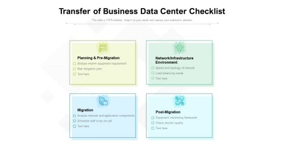 Transfer Of Business Data Center Checklist Ppt PowerPoint Presentation File Aids PDF