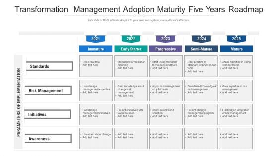 Transformation Management Adoption Maturity Five Years Roadmap Sample