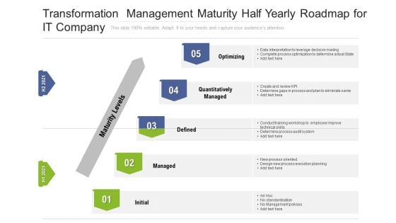 Transformation Management Maturity Half Yearly Roadmap For IT Company Rules