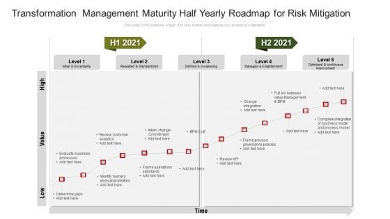 Transformation Management Maturity Half Yearly Roadmap For Risk Mitigation Introduction