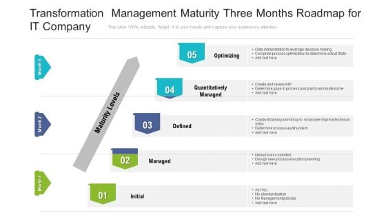 Transformation Management Maturity Three Months Roadmap For IT Company Introduction