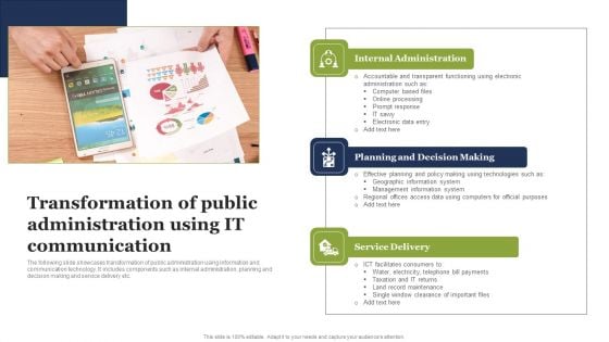 Transformation Of Public Administration Using IT Communication Portrait PDF