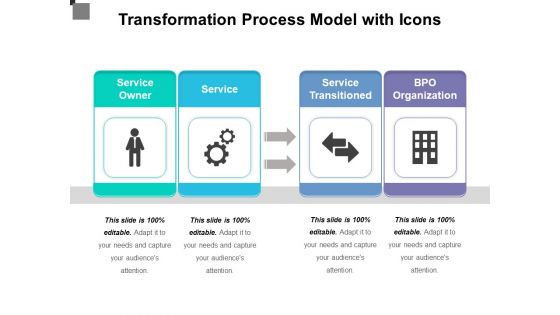 Transformation Process Model With Icons Ppt PowerPoint Presentation Gallery Graphics Template PDF