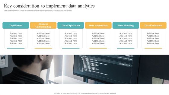 Transformation Toolkit Competitive Intelligence Information Analysis Key Consideration To Implement Data Analytics Brochure PDF