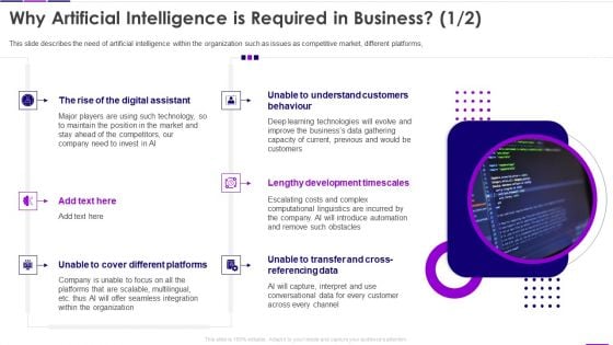 Transforming Business With AI Why Artificial Intelligence Is Required In Business Mockup PDF