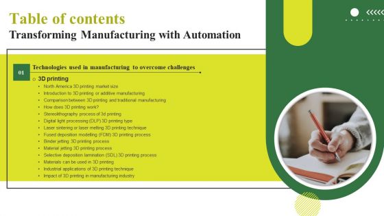 Transforming Manufacturing With Automation Table Of Contents Introduction PDF Transforming Manufacturing With Automation Table Of Contents Introduction PDF