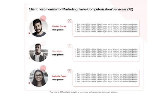 Transforming Marketing Services Through Automation Proposal Client Testimonials For Marketing Tasks Computerization Services Rules PDF