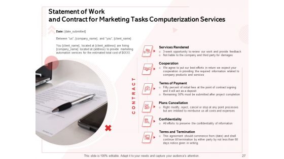 Transforming Marketing Services Through Automation Proposal Ppt PowerPoint Presentation Complete Deck With Slides