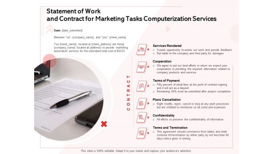 Transforming Marketing Services Through Automation Statement Of Work And Contract For Marketing Tasks Computerization Services Introduction PDF