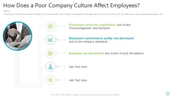 Transforming Organizational Processes And Outcomes How Does A Poor Company Culture Affect Employees Mockup PDF