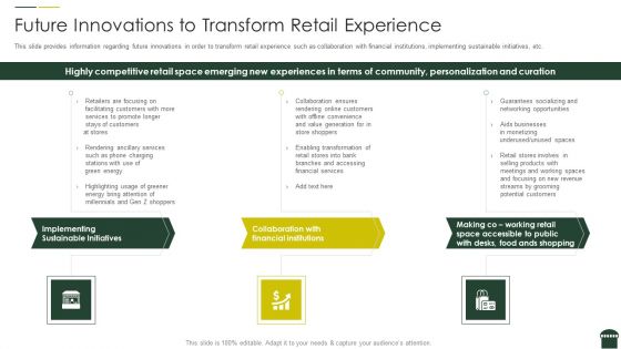 Transforming Physical Retail Outlet Future Innovations To Transform Retail Experience Summary PDF