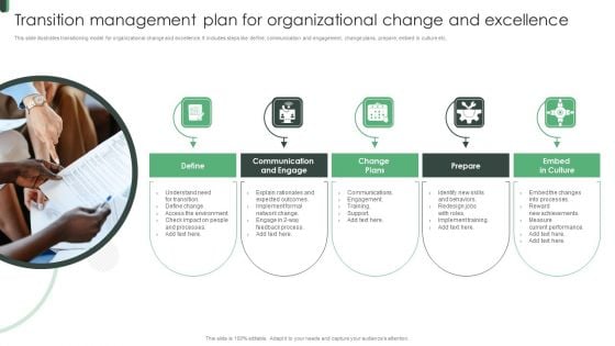 Transition Management Plan For Organizational Change And Excellence Mockup PDF