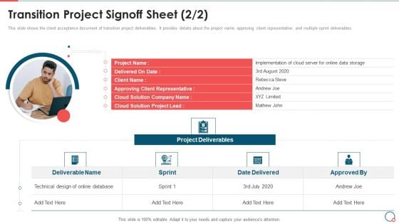 Transition Project Signoff Sheet Information Technology Change Implementation Plan Guidelines PDF