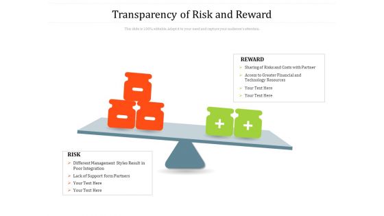 Transparency Of Risk And Reward Ppt PowerPoint Presentation Infographics Skills PDF