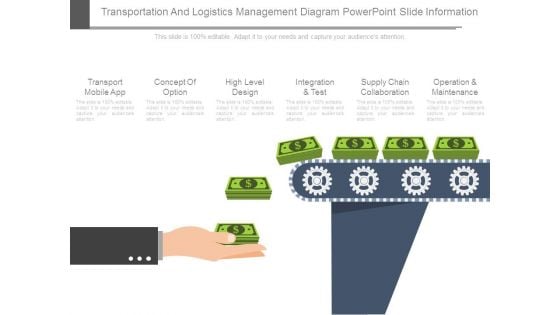 Transportation And Logistics Management Diagram Powerpoint Slide Information