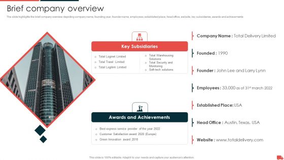 Transportation And Logistics Services Company Profile Brief Company Overview Mockup PDF Transportation And Logistics Services Company Profile Brief Company Overview Mockup PDF