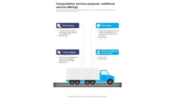 Transportation Services Proposal Additional Service Offerings One Pager Sample Example Document