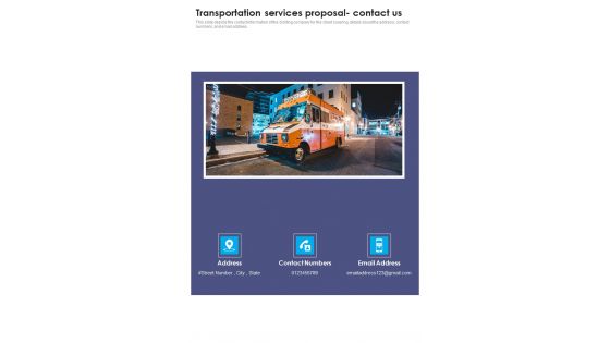 Transportation Services Proposal Contact Us One Pager Sample Example Document