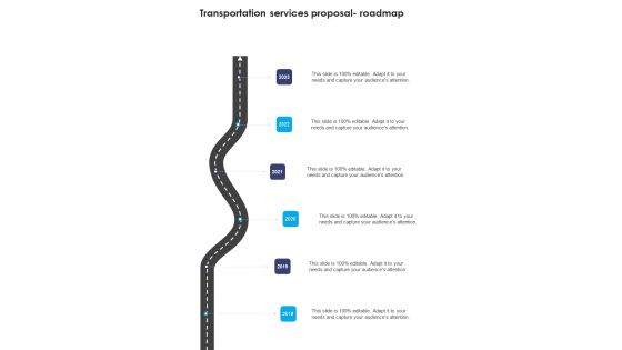 Transportation Services Proposal Roadmap One Pager Sample Example Document