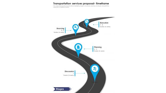 Transportation Services Proposal Timeframe One Pager Sample Example Document