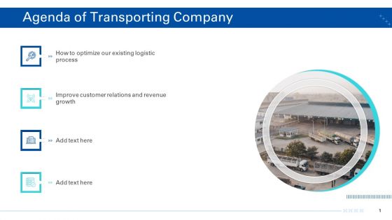 Transporting Company Agenda Of Transporting Company Ppt Show Smartart PDF