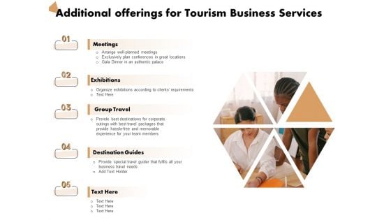 Travel And Leisure Commerce Proposal Additional Offerings For Tourism Business Services Ppt Gallery Graphics Example PDF