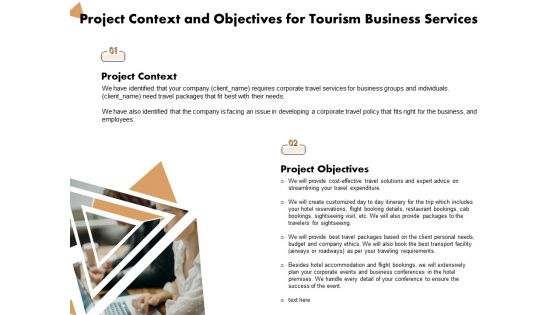 Travel And Leisure Commerce Proposal Project Context And Objectives For Tourism Business Services Ppt Infographics Template PDF