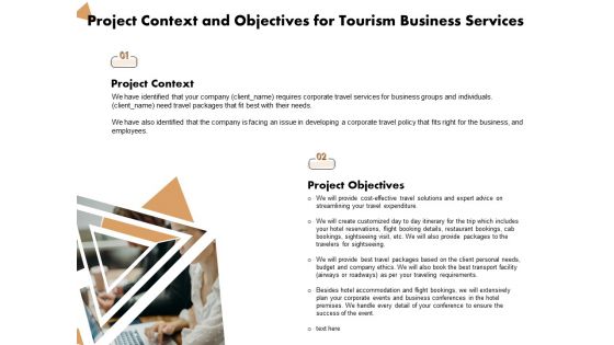 Travel And Leisure Commerce Proposal Project Context And Objectives For Tourism Business Services Ppt Infographics Template PDF Travel And Leisure Commerce Proposal Project Context And Objectives For Tourism Business Services Ppt Infographics Template PDF