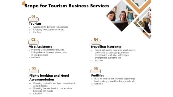 Travel And Leisure Commerce Proposal Scope For Tourism Business Services Ppt Styles Ideas PDF