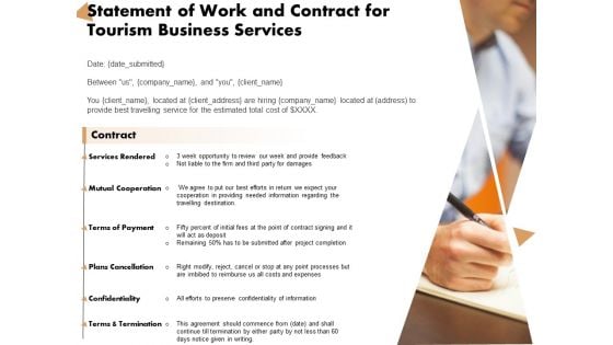 Travel And Leisure Commerce Proposal Statement Of Work And Contract For Tourism Business Services Ppt Show Introduction PDF