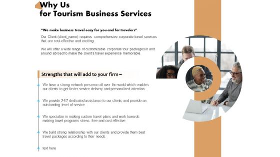 Travel And Leisure Commerce Proposal Why Us For Tourism Business Services Ppt Summary Clipart Images PDF