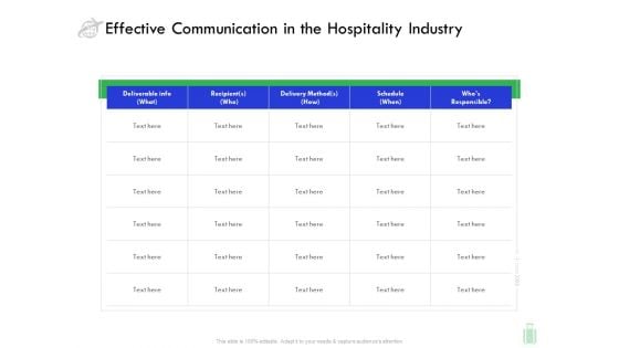 Travel And Leisure Industry Analysis Effective Communication In The Hospitality Industry Demonstration PDF