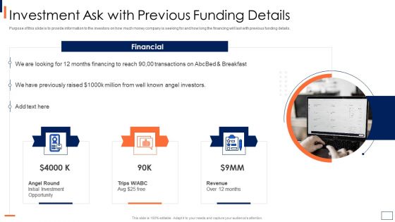 Travel And Tour Company Fundraising Pitch Deck Investment Ask With Previous Funding Graphics PDF Travel And Tour Company Fundraising Pitch Deck Investment Ask With Previous Funding Graphics PDF