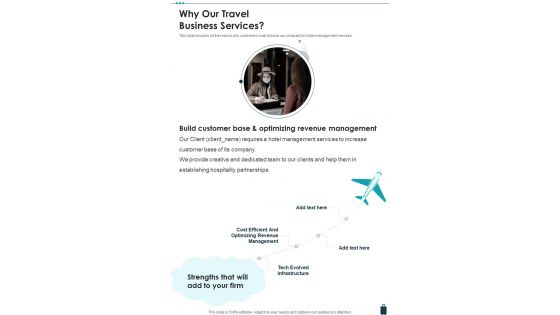 Travel Business Proposal Why Our Travel Business Services One Pager Sample Example Document