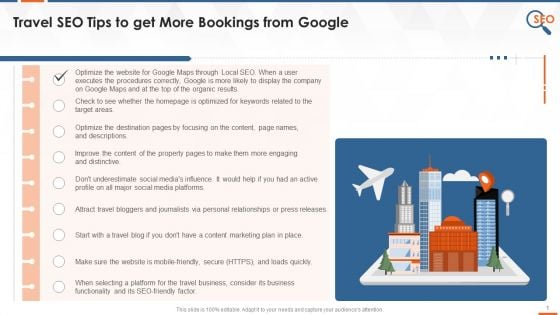 Travel SEO Tips To Get More Bookings From Google Training Ppt