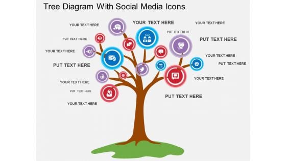Tree Diagram With Social Media Icons Powerpoint Template