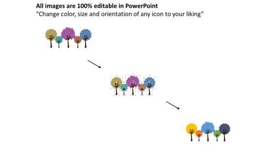 Trees Diagram With Five Icons Powerpoint Template