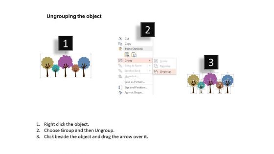 Trees Diagram With Five Icons Powerpoint Template