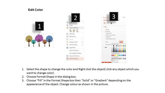 Trees Diagram With Five Icons Powerpoint Template