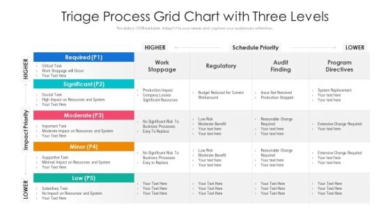 Triage Process Grid Chart With Three Levels Ppt PowerPoint Presentation Gallery Slides PDF