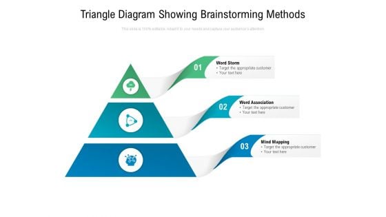 Triangle Diagram Showing Brainstorming Methods Ppt PowerPoint Presentation Portfolio Gallery PDF