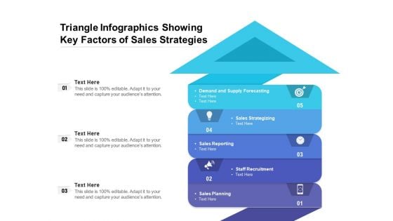 Triangle Infographics Showing Key Factors Of Sales Strategies Ppt PowerPoint Presentation File Slides PDF